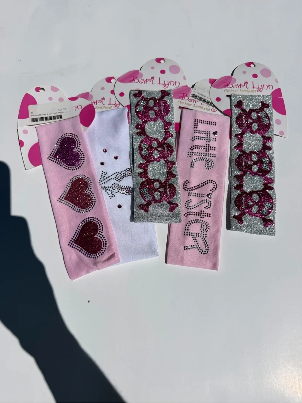 Pink and Silver Girls Headbands - Sparkle Heart & Bow Styles